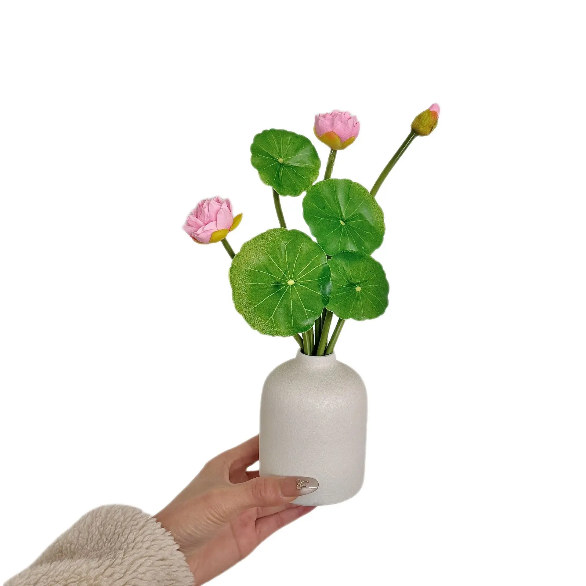 26 cm Lotus-Kunstblume, lebensechte Seerose, Mikrolandschaft – Bild 6
