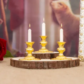 HTISOK Goldener Kirchenkerzenhalter, Heimaltar, Kirchendekoration, religiöses Geschenk, heiliger