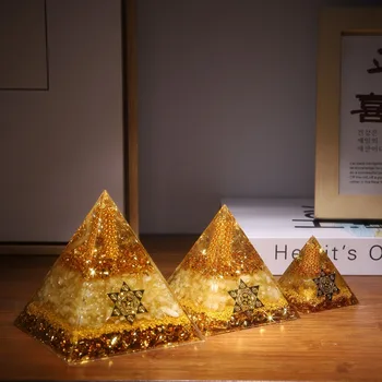 5/6/8/10cm Kristallpyramide aus Harz im Würfeldesign, Citrin-Orgonit-Pyramide, Handgefertigte Wohlstands