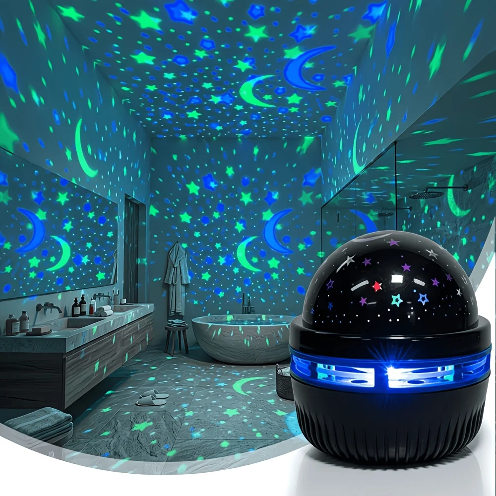 LED-Sternenhimmel-Nachtlichter, USB-Stern-Mond-Projektorlampe, 5 V, für Atmosphäre und Dekorationen im Zuhause