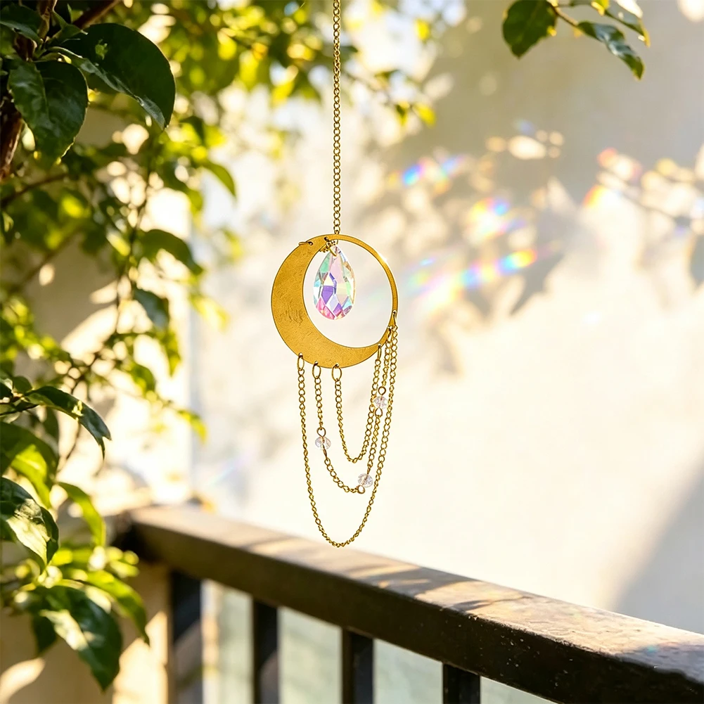 Mondförmiger Kristall-Sonnenfänger, hängendes Ornament, AB-Farbe – Bild 5