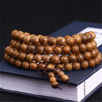 108 Perlen Natürliche Sandelholz-Armbänder für Männer, Buddhistisches Buddha-Meditationsperlenarmband