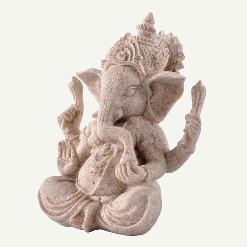 Bronze Farbe Herr Ganesha Statue Buddha Ornamente Elefant Hindu Gott – Bild 6