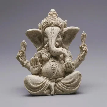 Handgefertigte Sandstein Ganesha Buddha Elefant Statue Skulptur Figur für Heimdekoration Wohnzimmer