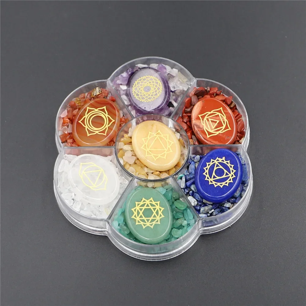 1 Box/Set 7 Chakra-Steine, natürliche Kristalle, Edelsteine – Bild 4