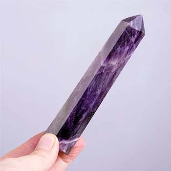 Großer Amethyst-Punktstab, Kristallstein, Kunsthandwerk, Amethyst, sechseckige Säule, Raumdekoration, Reiki