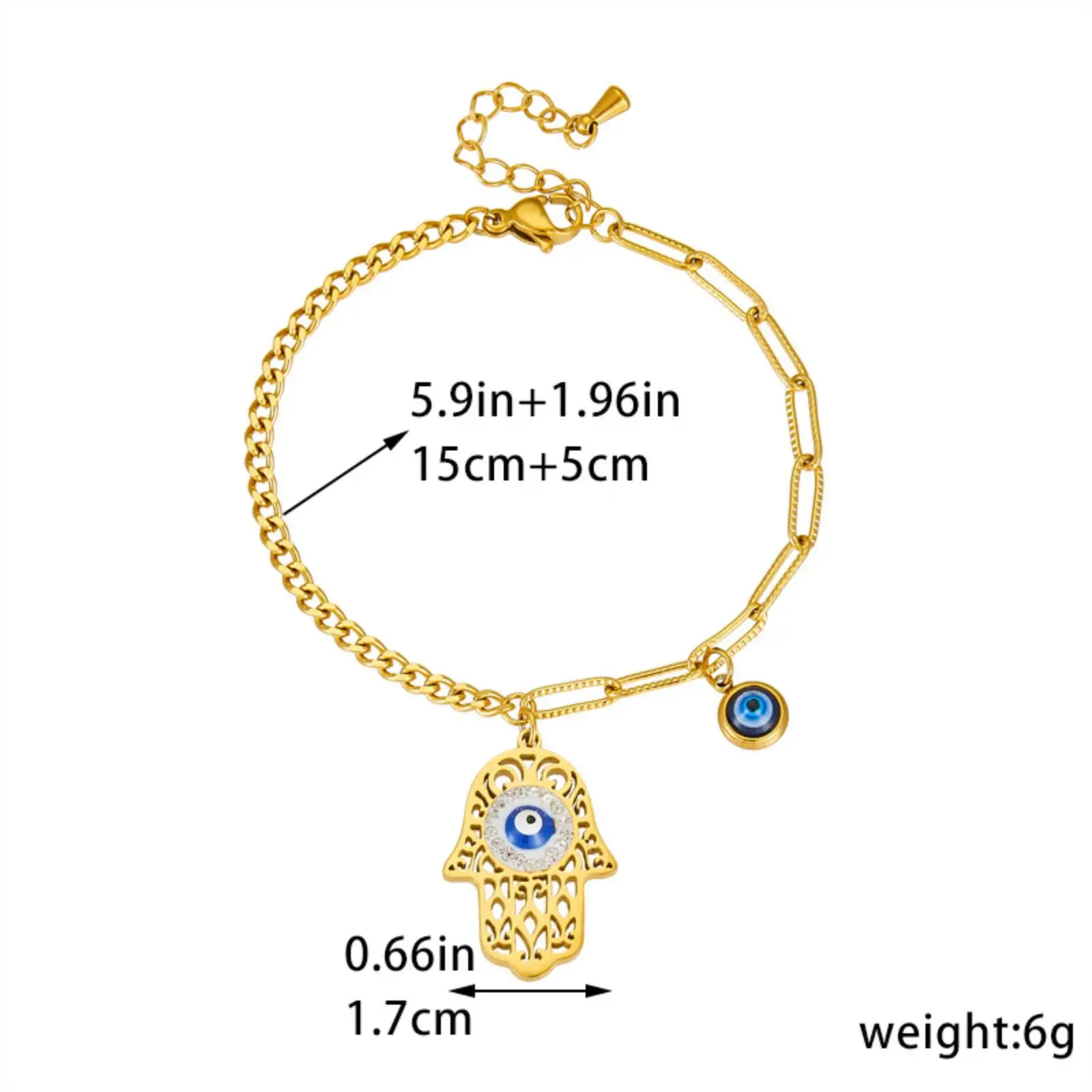 Hamesh Hand of Fatima Evil Eye Armband für Damen Herren Amulett – Bild 6