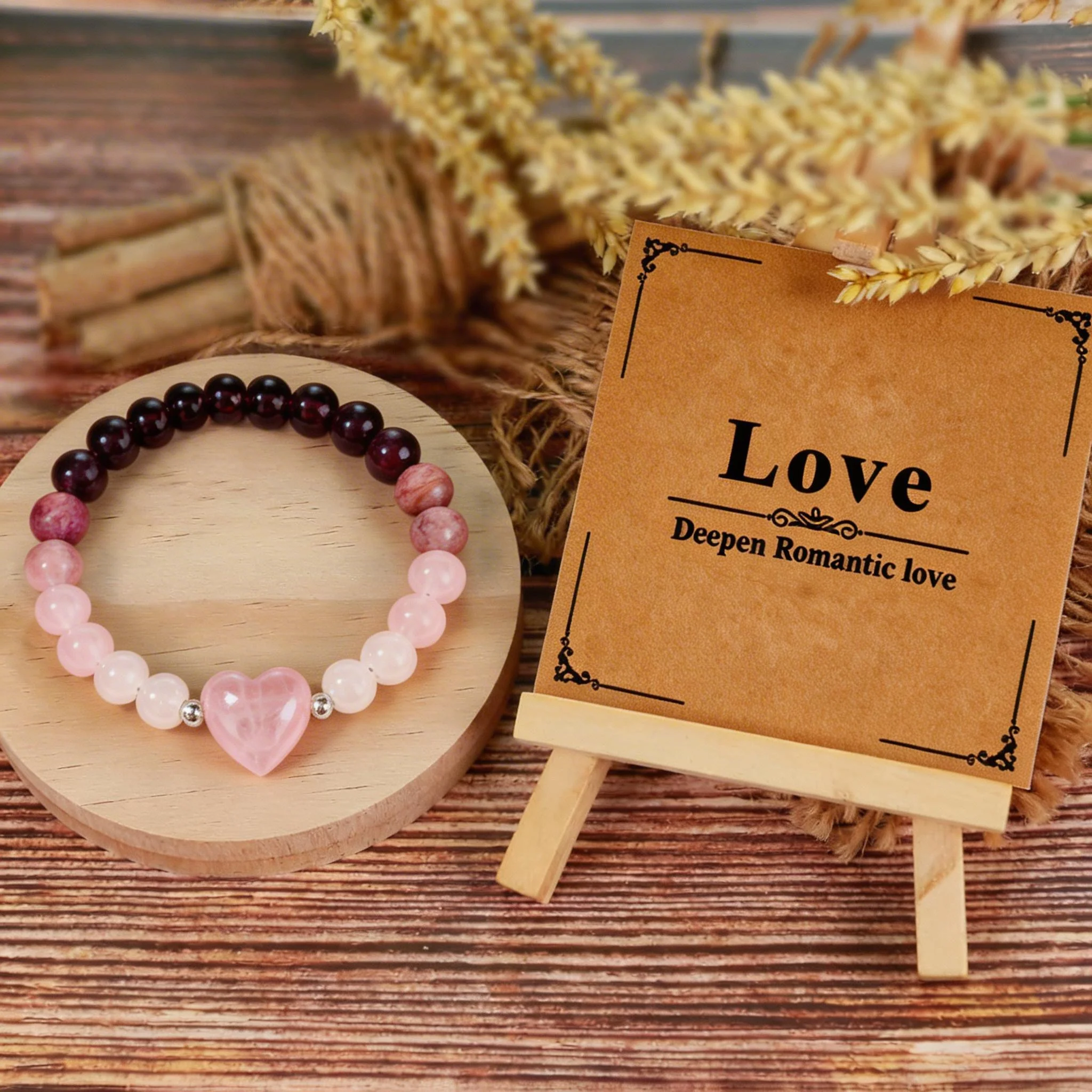 Rosenquarz-Armbänder für Frauen Liebesherz-Kristall – Bild 4