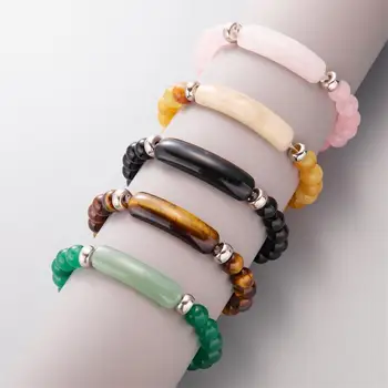 Brücken-Armband aus Naturstein, Kristall, Druzy, Rosenquarz, Amethyst, Edelstein-Perlen-Armband für Frauen