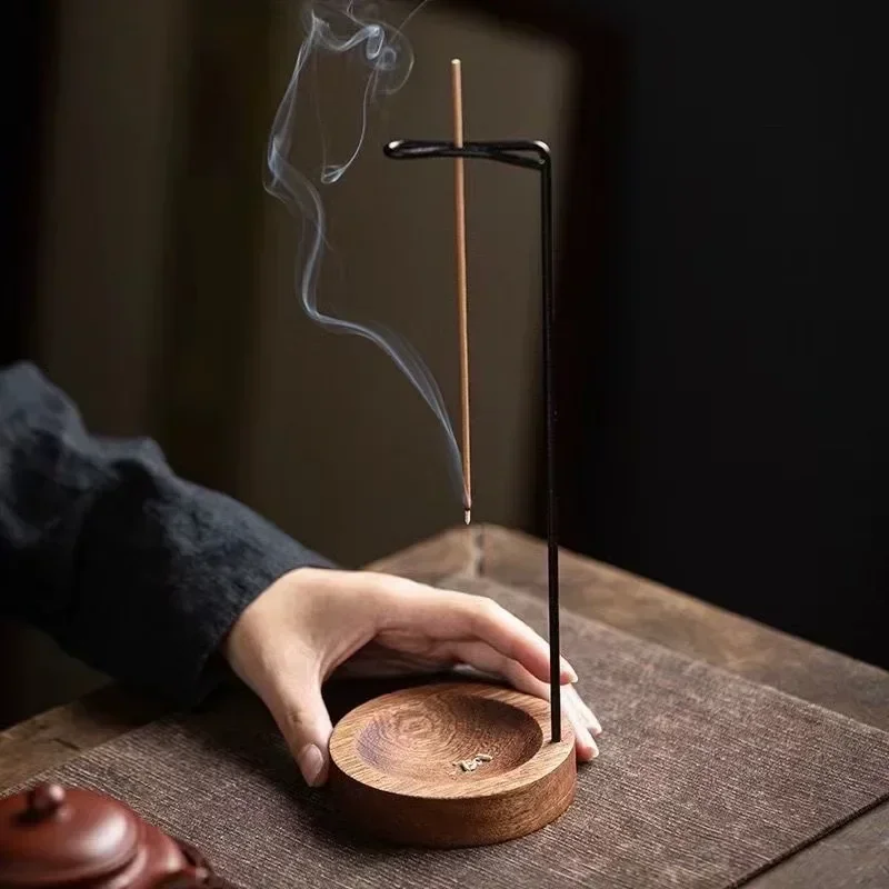Räuchergefäß, umgedreht, Räuchergefäß, Räucherstäbchenhalter, rundes Räuchertablett aus Holz, Ornament