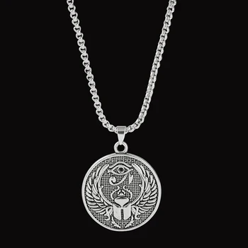 Antike ägyptische Sonne Auge des Horus Anhänger Halskette für Männer und Frauen Adlerköpfiger Gott Allwissiges