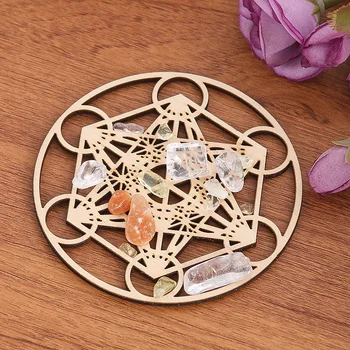 Geometrische runde Holzbretter Sacrosanct Metatron Motive Kristall Platzierungsmatte Yoga Meditation Energie