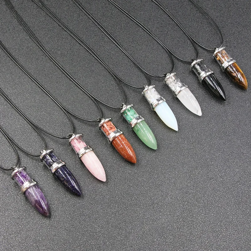 Naturstein Anhänger Halsketten Amethyst Kristall Edelstein Stein Quarz – Bild 5