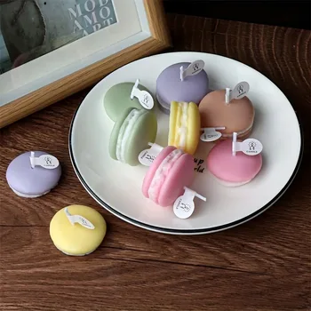 Realistische Macaron-förmige Kerzen, duftendes Sojawachs für Heimdekoration, Hochzeit, Party, Neujahr