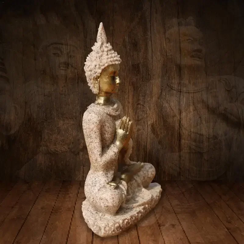 Sandstein-Buddha-Statue, sitzende Meditation, Buddha-Skulptur – Bild 3