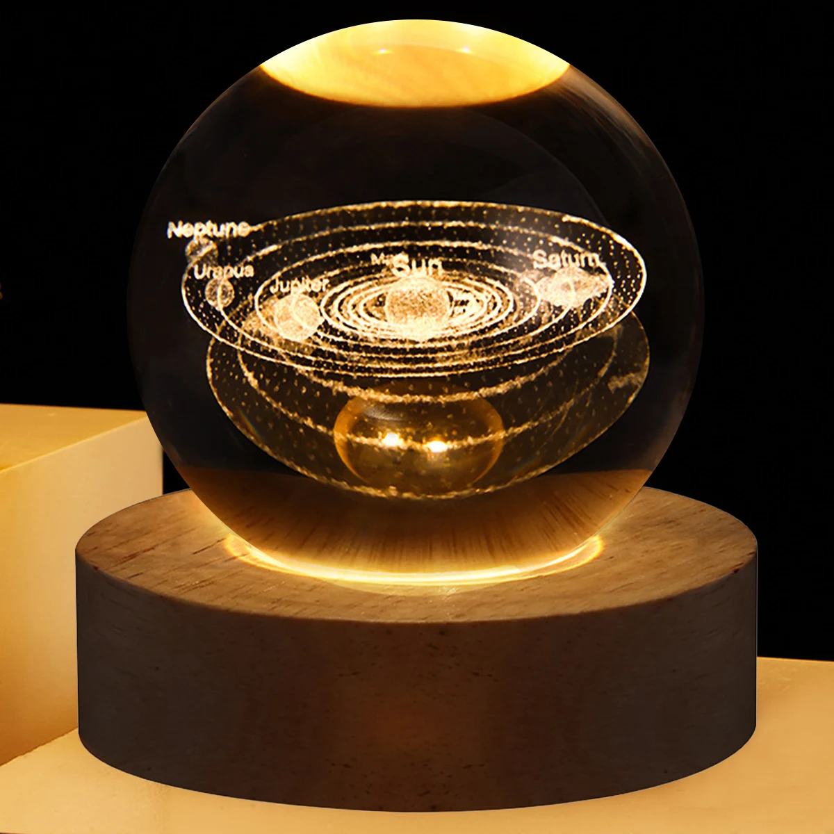 USB-LED-Nachtlicht, Galaxy Crystal Ball-Lampe, 3D-Planeten-Mondlampe – Bild 3