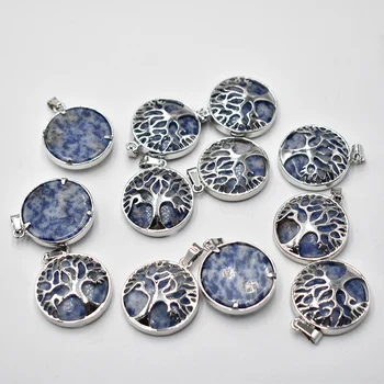 12 teile/los mode natürliche sodalith Stein legierung baum des lebens Anhänger für schmuck zubehör