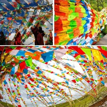 Religiöse Flagge, tibetisch-buddhistische Gebetsflagge, Farbdruck, Gebet, künstliche Seide, Tibet, Lunge, Ta