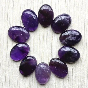 Natürliche Amethyst-Steine, ovale Cabochon-Steinperlen, 18 x 25 mm, für Schmuckzubehör, 10 Stück/Lot