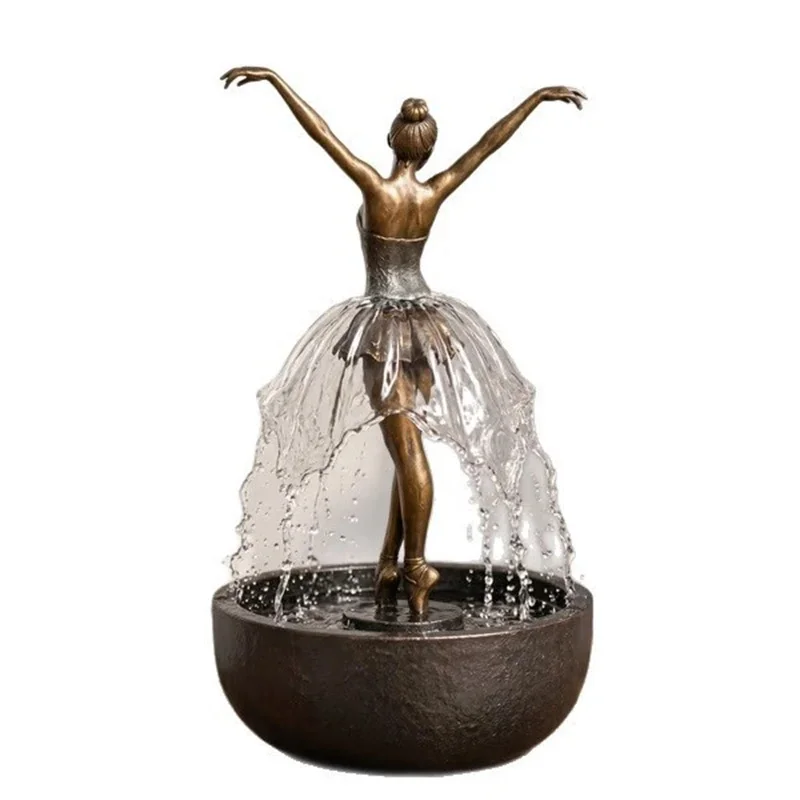 Eleganter Ballerina-Tischbrunnen im Vintage-Bronze-Stil – Bild 4