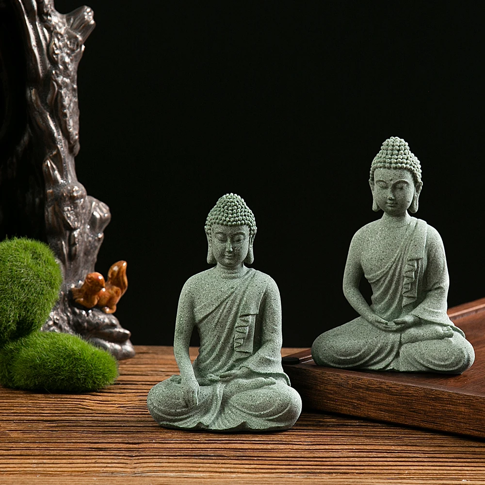 Mini Buddha-Statue aus Sandstein, Meditations-Buddha-Figur – Bild 2