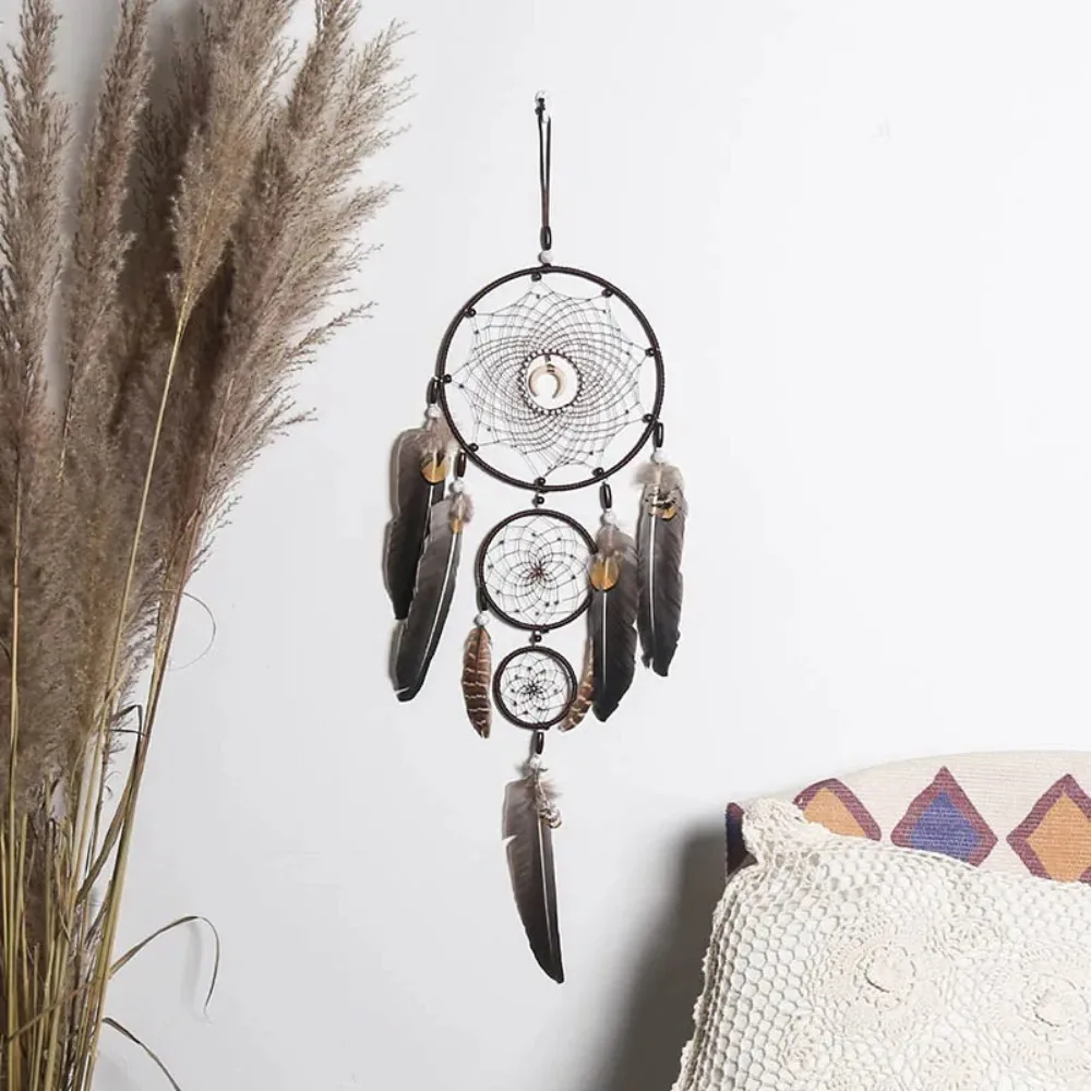 Boho-Stil Großer Feder-Traumfänger, Zarte Gewebte Wanddekoration – Bild 6