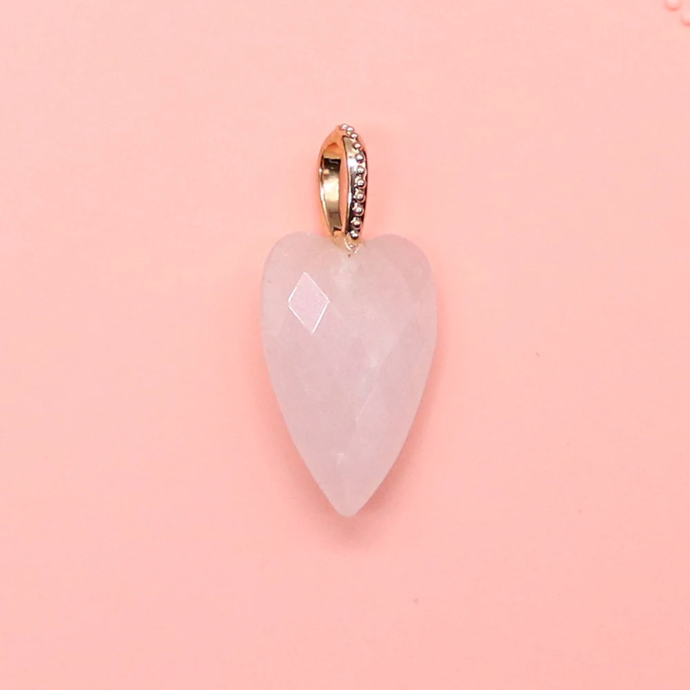 Facettierte Naturstein-Herzform-Anhänger, Amethyst, schwarzer Achat, Rosenquarz, Charms, handgefertigt