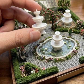 Miniatur-3-stufiges Klassisches Brunnen-Set, Weiße Mini-Wasserspiel-Ornamente, Realistische (3 Stück)