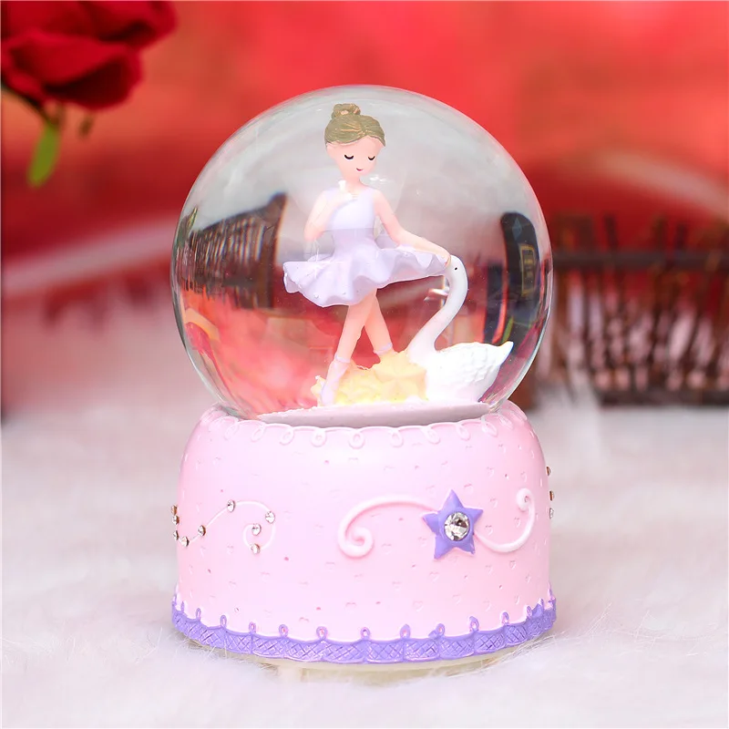 Kristallkugel-Spieluhr mit Cartoon-Ballettmädchen, Leuchtende – Bild 3