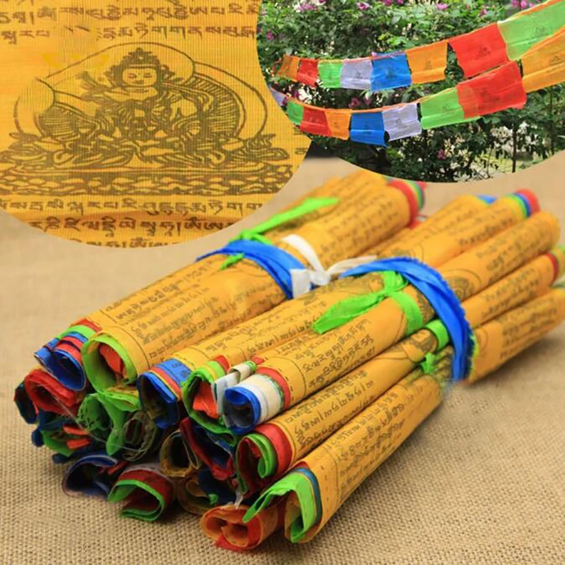 20 Blatt 5 m religiöse Flaggen tibetisch-buddhistische Lieferungen Farbdruck Gebetsflagge Tibet Banner Garten