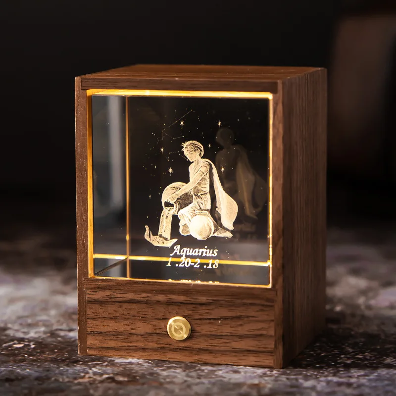 Kreatives Geschenk Holzkiste leuchtende Kristallkugel Elch – Bild 4