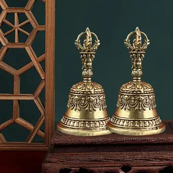 Tibetische Ritualglocke aus Messing, buddhistische Vajra-Handglocke für Meditationsaltar, antikes