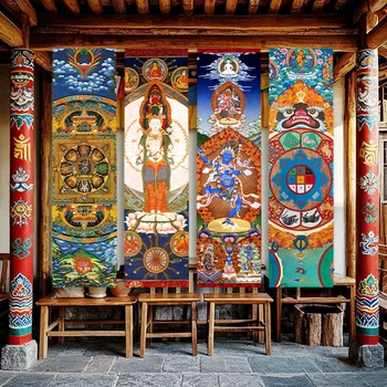 VIKAMA Buddha-Wandteppich, tibetische Thangka-Wanddekoration für Schlafzimmer, Wohnzimmer, Studentenwohnheim