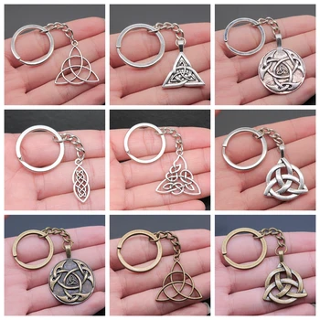 Triquetra Knot Amulett Schlüsselanhänger Metall Schlüsselanhänger Schmuck Vintage Antik Bronze Silber Farbe