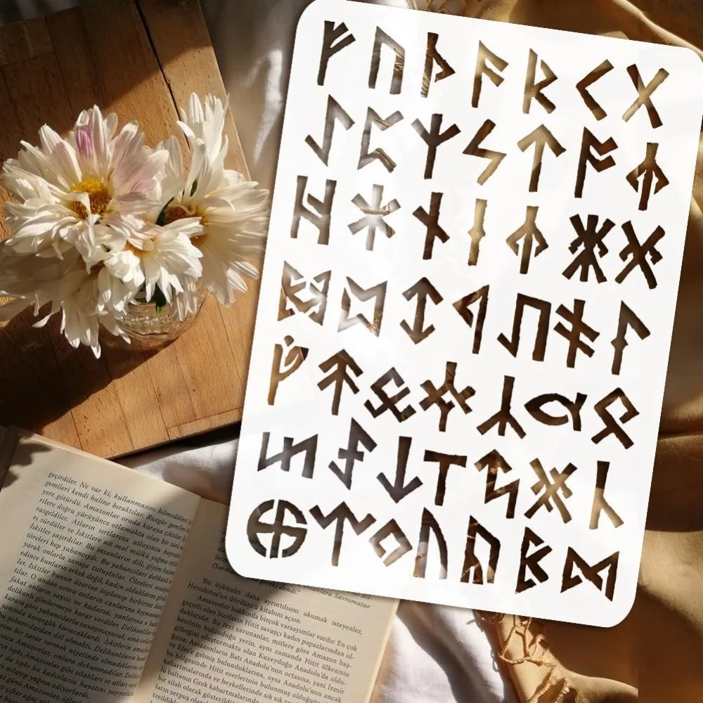 Viking Runes Painting Stencil 8.3x11.7inch Reusable Ancient Alphabet – Bild 3