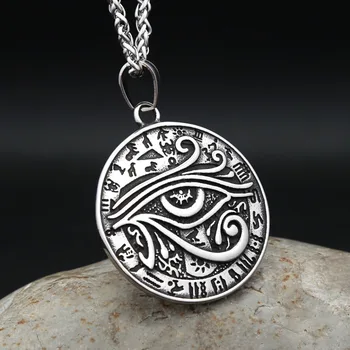 Vintage klassische Auge des Horus Anhänger Edelstahl alte ägyptische Totem Halsketten für Männer Frauen