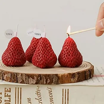 Erdbeerförmige Duftkerzen, Obst, Aroma, Sojawachs, handgefertigte Kerze, für Zuhause, Valentinstag (15 Stück)