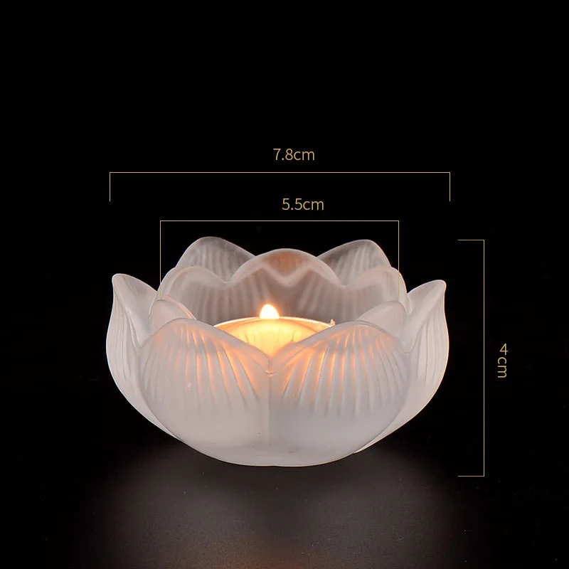 Glas-Lotus-Kerzenhalter für Buddhistischen Altar Hitzebeständiger Butterlampenständer Immerbrennender