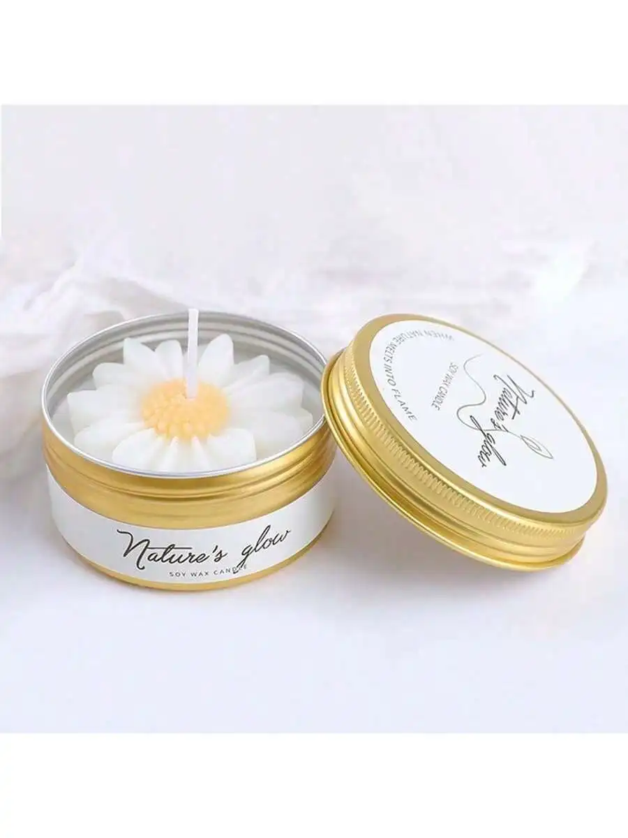 Kleine Eisen-Dose Kamillenduft-Kerze Rauchfreie Sojawachs Premium Aroma-Kerze Elegantes Geschenk