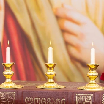 HTISOK Gold Kerzenhalter im Kirchenstil, Vintage-Antik-Altar-Dekoration für Hochzeiten, Weihnachten