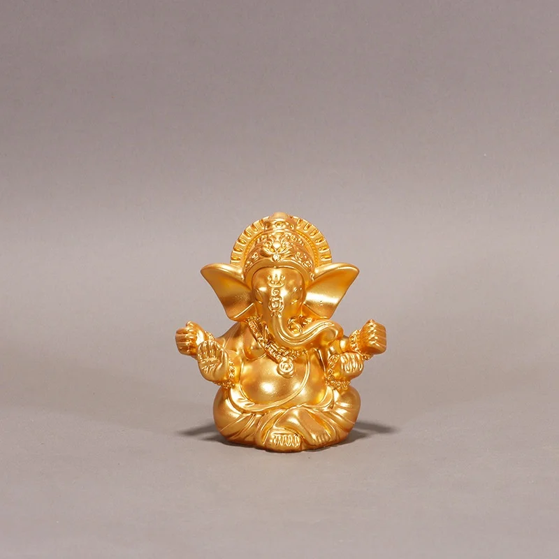 Bronze Farbe Herr Ganesha Statue Buddha Ornamente Elefant Hindu Gott Skulptur Figuren Home Office Dekoration