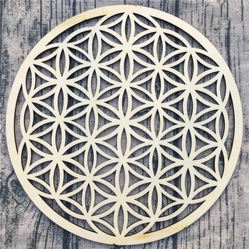 Blume des Lebens, hölzernes Kristallgitterbrett, heiliges geometrisches Chakra, Wandkunst, Dekoration