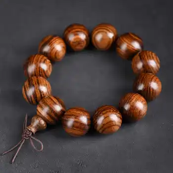 Schwarzes Rosenholz-Armband mit runden Perlen, 108 buddhistische Gebetsperlen, Mala