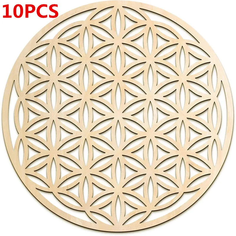 Blume des Lebens, hölzernes Kristallgitterbrett, heiliges geometrisches Chakra, Wandkunst, Dekoration