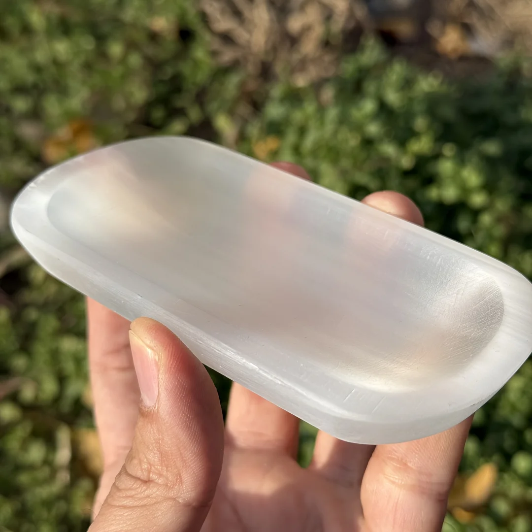 Natürliche transparente Selenitschale, weiße entmagnetisierende – Bild 5