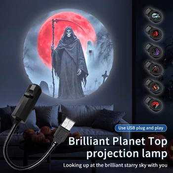 Led Halloween Mond Lampe USB Projektor Nachtlicht Weihnachten Urlaub Ornamente für Decke Wand Atmosphäre