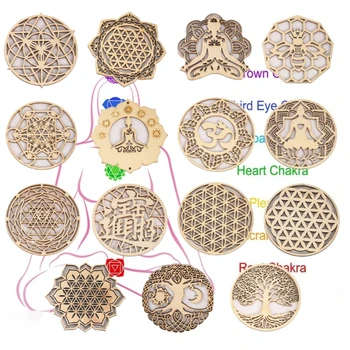 3,9 Zoll Mandala Heilige Geometrie Holz Blume des Lebens Wandkunst Spirituelle Yoga Meditation Chakra Kristall