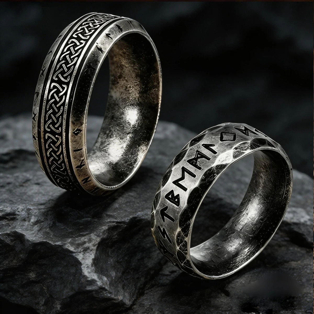 Farsighted Star Edelstahl Viking Runen Ring für Männer und Frauen Vintage Nordischer Keltischer Knoten Ringe