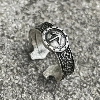 Nostalgie Wikinger Runen TIWAZ Sowilo Finger offener Ring Gothic verstellbare Ringe für Damen Herren