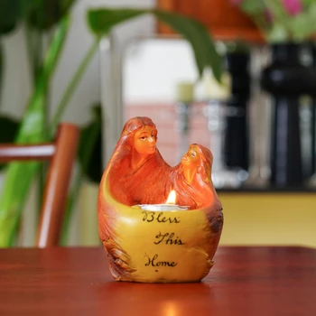 "Segne dieses Zuhause" Kerzenhalter aus Kunstharz, Engel-Figur, Kerzenständer, christliche Kirchen